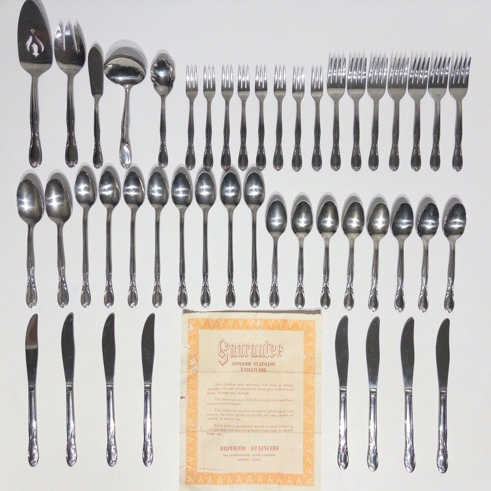 VTG Superior Stainless USA Chapel Hill Flatware Set 46 Pcs Original Certificate